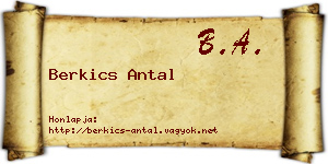 Berkics Antal névjegykártya